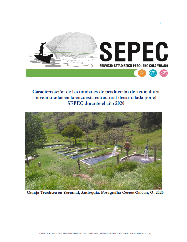 Caracterización de granjas de acuicultura monitoreadas en el año 2020